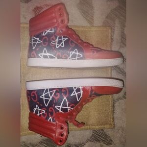 Gucci Red White & Blue Star High-Top Sneakers Authentic
